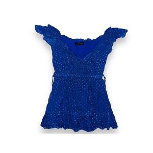 Z2 House of Harlow 1960 x Revolve Blue and Gold Dress Medium Tassel Party